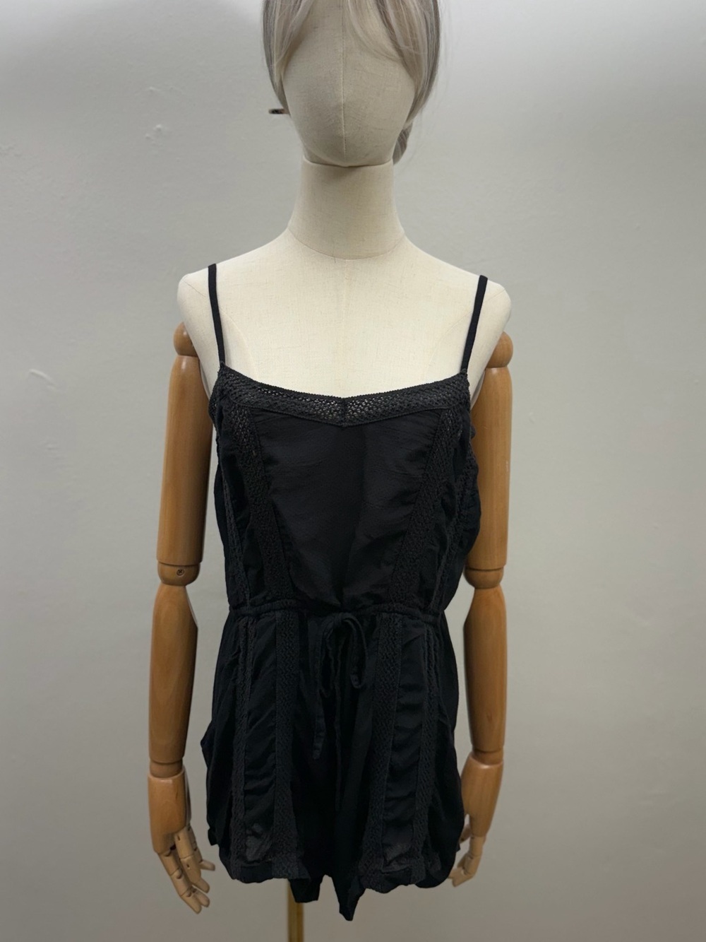 Cotton On Women’s Black Crochet Trim Sleeveless Romper Size S Boho Festival